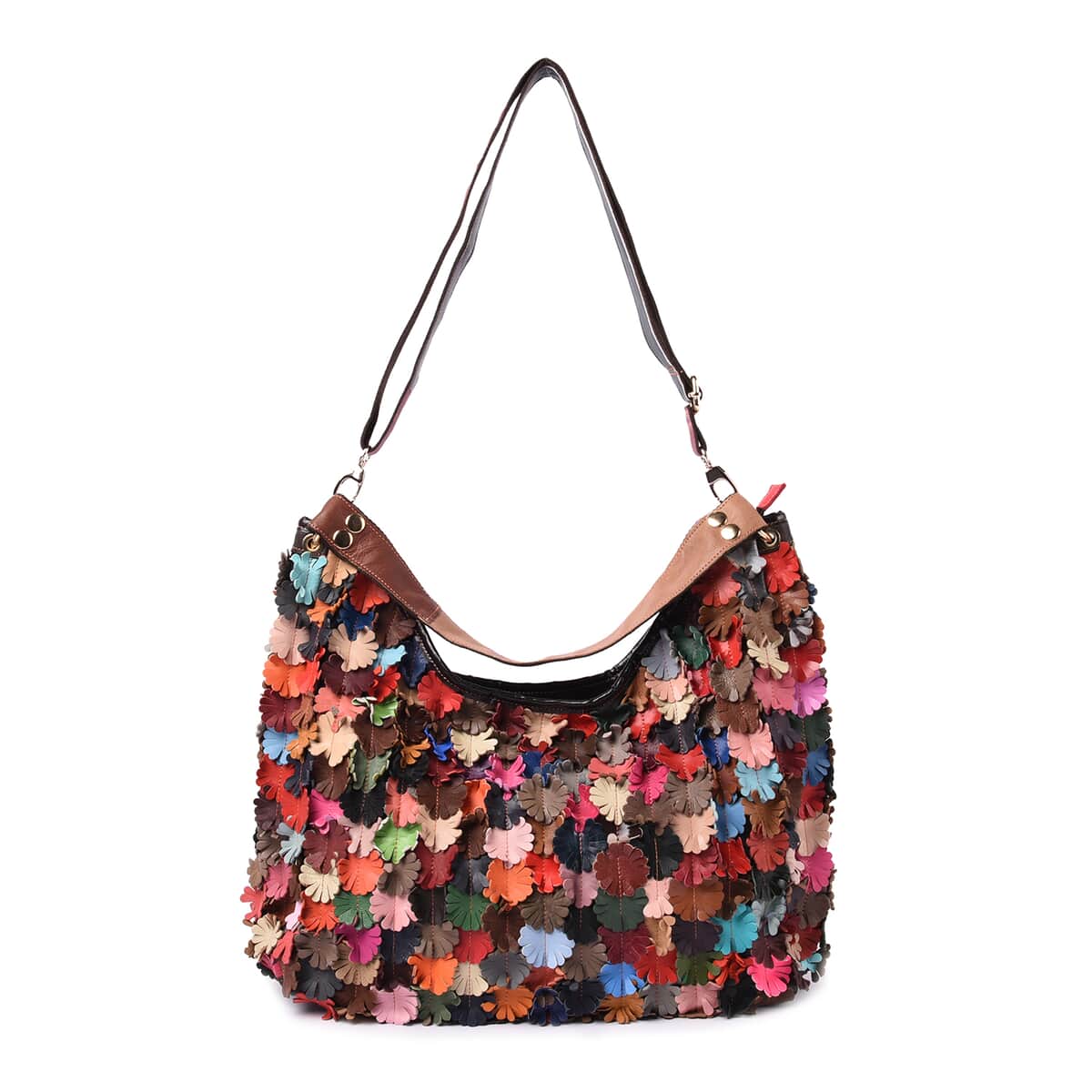 CHAOS BY ELSIE Multi Color Blooming Garden Pattern Genuine Leather Convertible Tote Bag image number 0