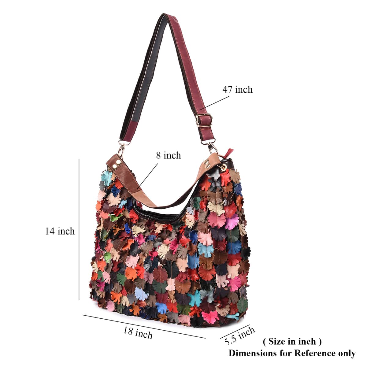 CHAOS BY ELSIE Multi Color Blooming Garden Pattern Genuine Leather Convertible Tote Bag image number 5