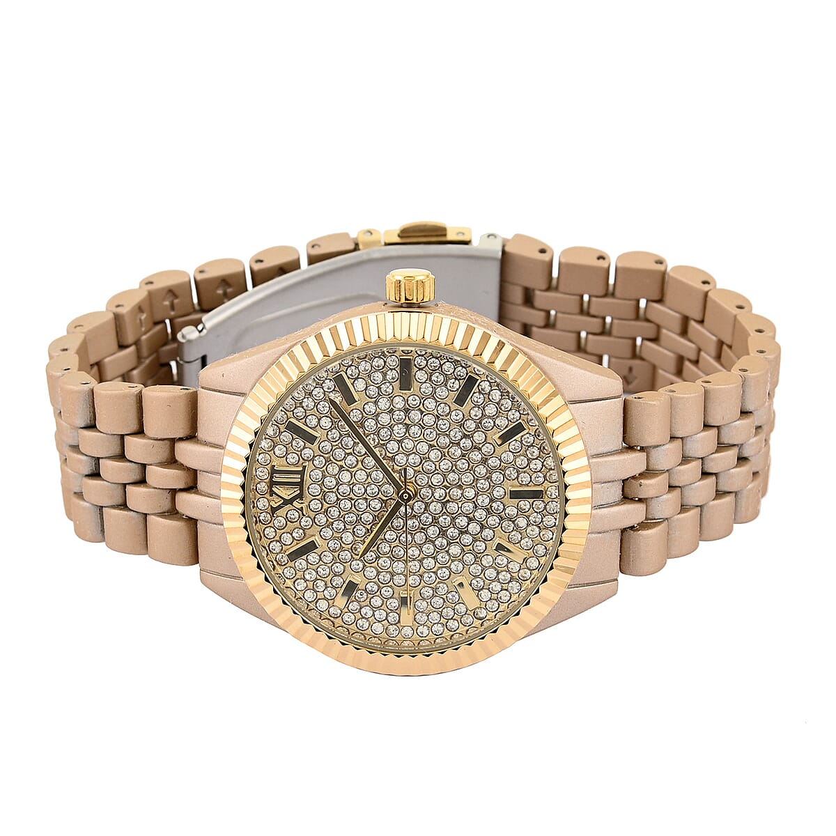 PICARD & CIE Japanese Movement White Crystal Embedded Dial Watch in Tan (39mm) image number 2