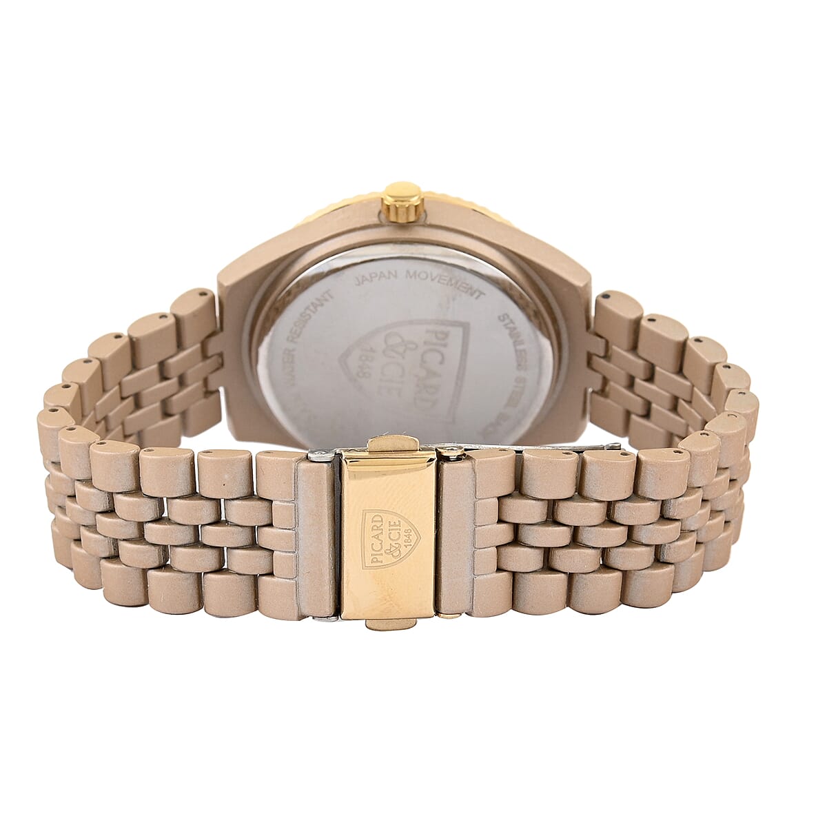 PICARD & CIE Japanese Movement White Crystal Embedded Dial Watch in Tan (39mm) image number 3