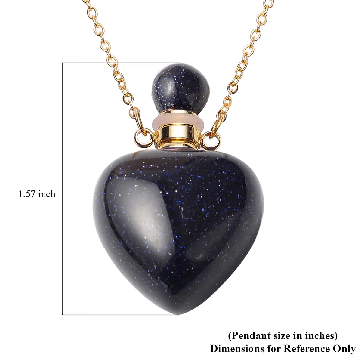 Blue Sandstone Perfume Bottle Necklace 22 Inches in Goldtone image number 6