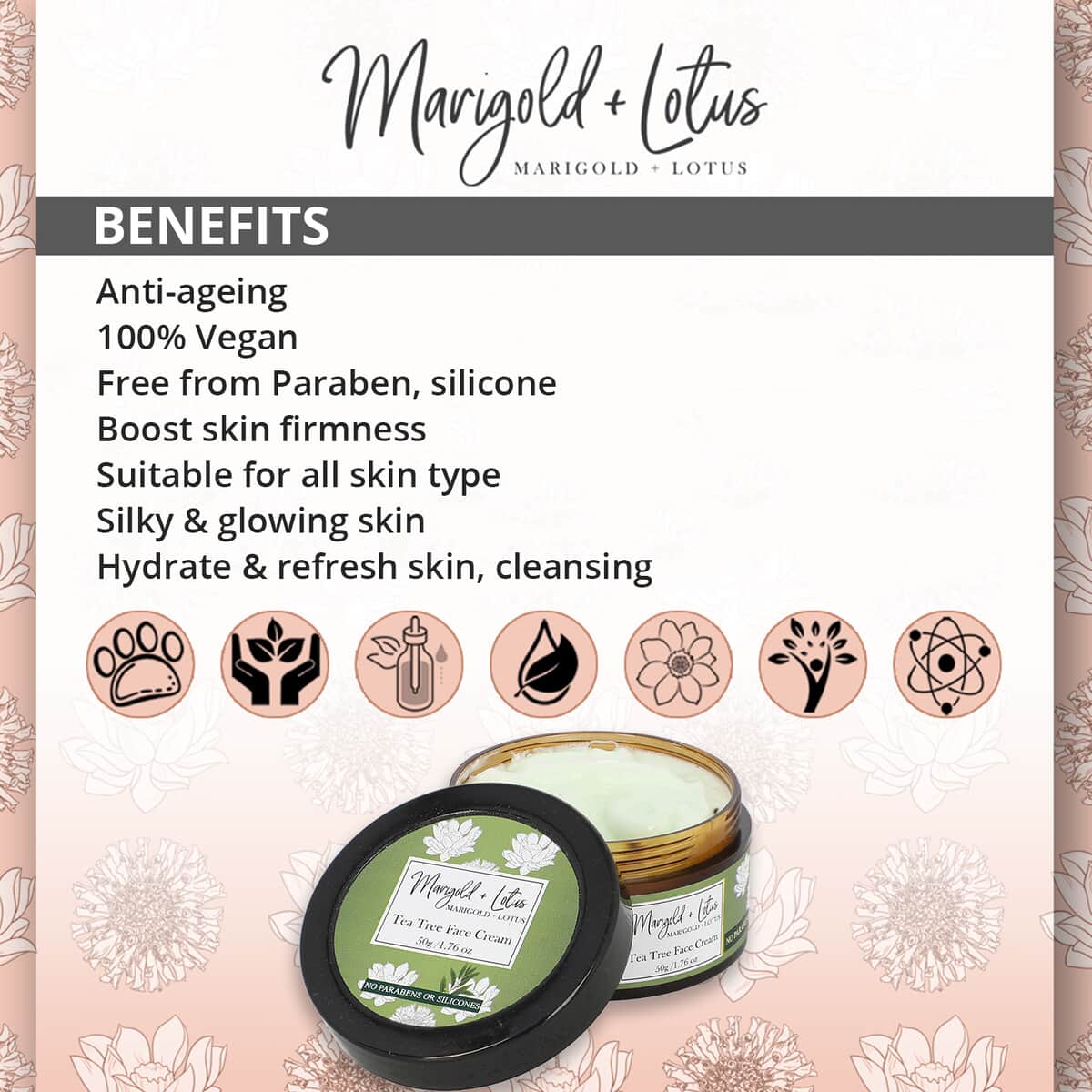 Marigold + Lotus Tea Tree Face Cream - 1.76 oz image number 2