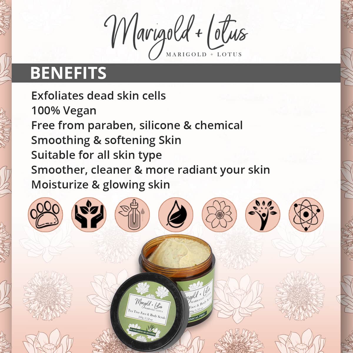 Marigold + Lotus Tea Tree Face Scrub - 3.52 oz image number 2