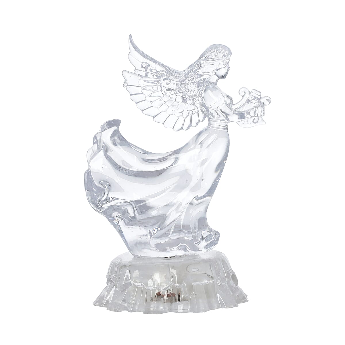 Transparent Acrylic Angel Playing Harp with Color Changing LED Light (3xAAA Batteries Not Include) image number 0