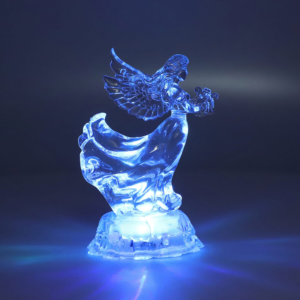 Transparent Acrylic Angel Playing Harp with Color Changing LED Light (3xAAA Batteries Not Include) image number 4