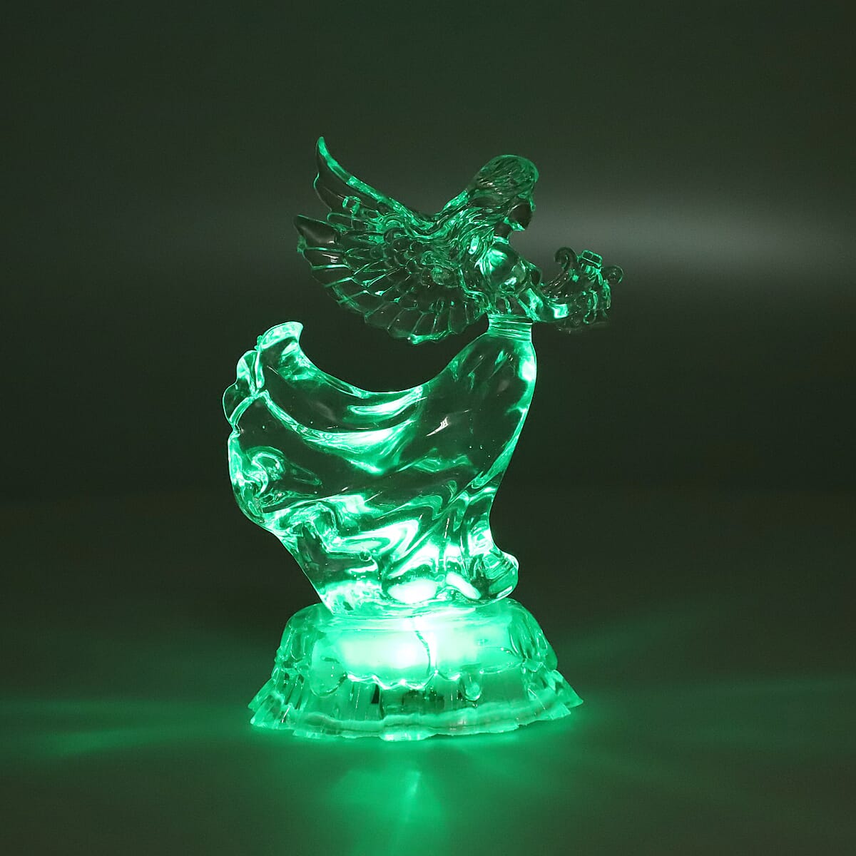 Transparent Acrylic Angel Playing Harp with Color Changing LED Light (3xAAA Batteries Not Include) image number 6