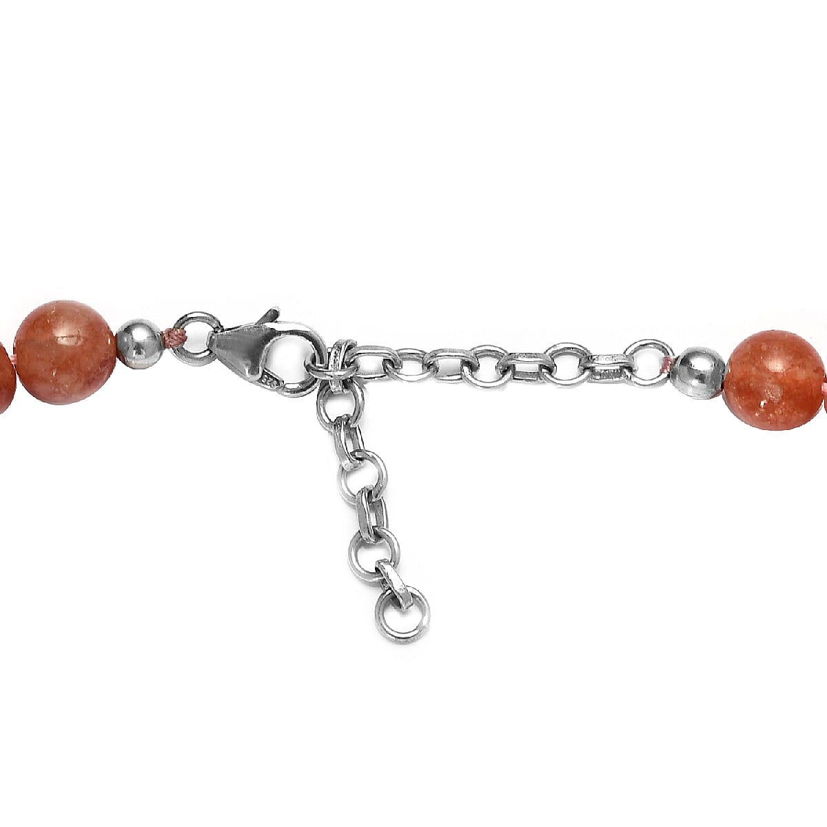 Sunstone Beaded Necklace 18 Inches in Platinum Over Sterling Silver 206.00 ctw