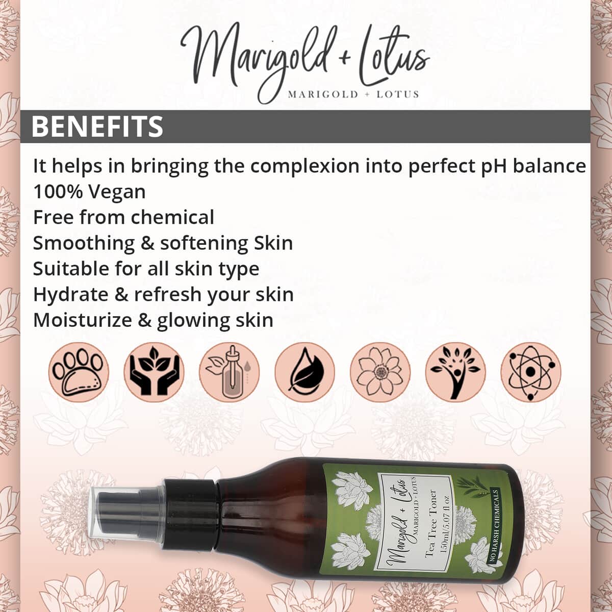 Marigold + Lotus Tea Tree Face Toner - 5.07 oz | Best Skin Toner for Face | Hydrating Toner | Skincare Products image number 2