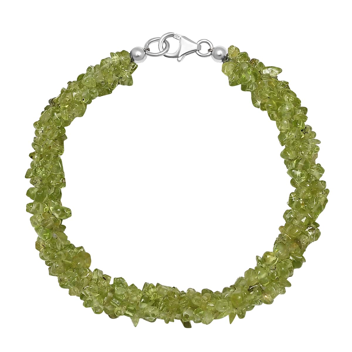 Peridot Chips 3 Strand Bracelet in Platinum Over Sterling Silver (7.25 In) 77.50 ctw image number 0