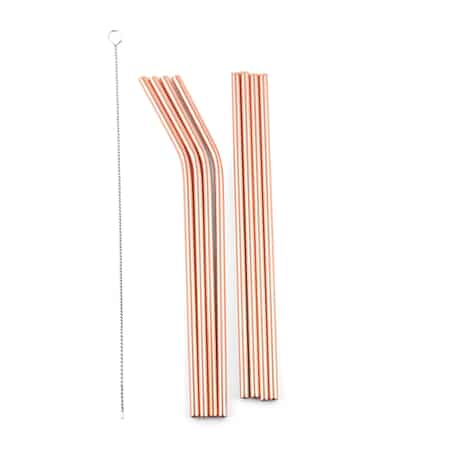Buy Red Copper 8 Reusable Stainless Steel Straws at ShopLC.