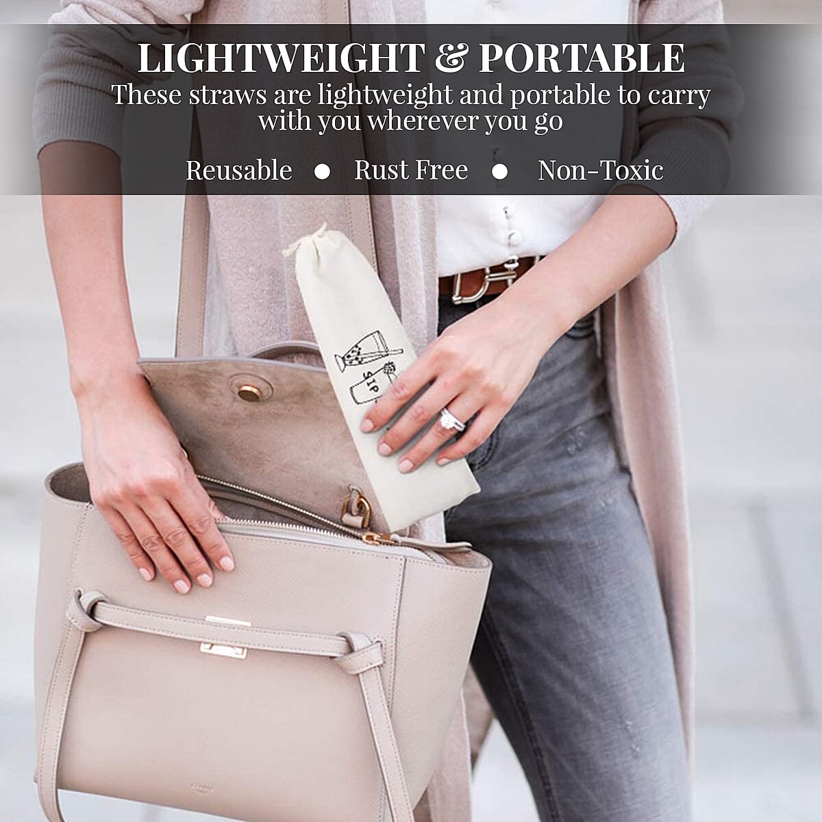 Red Copper 8 Reusable Stainless Steel Straws image number 3