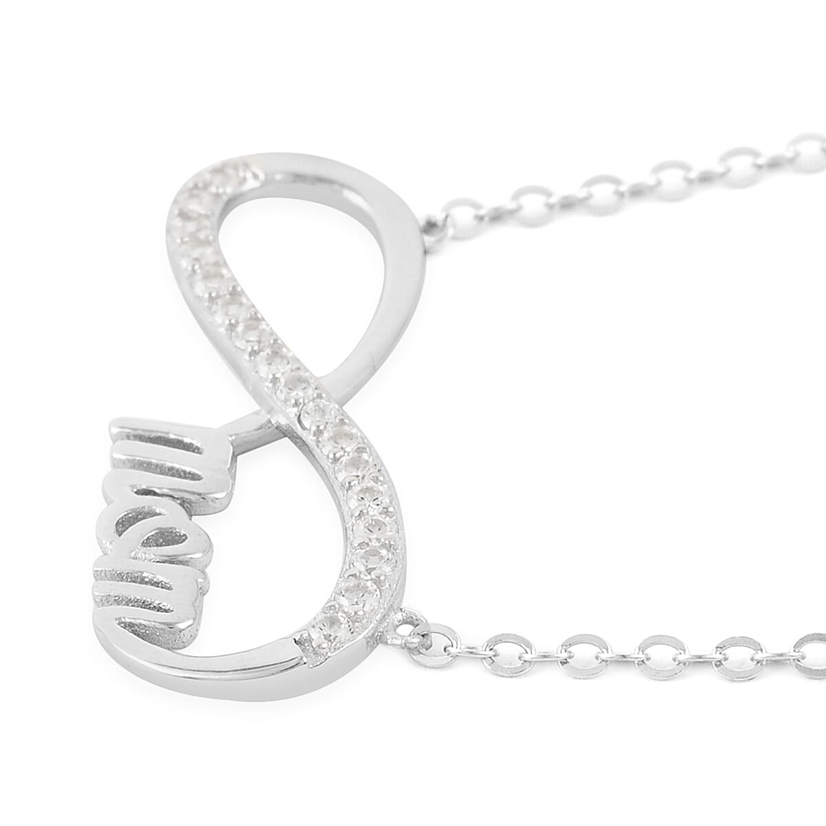 Simulated Diamond Infinity Mom Necklace 16-18 Inches in Sterling Silver image number 2