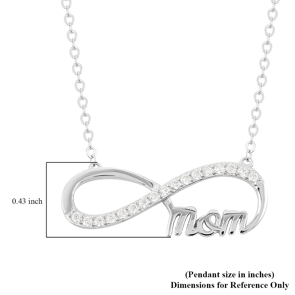 Simulated Diamond Infinity Mom Necklace 16-18 Inches in Sterling Silver image number 4