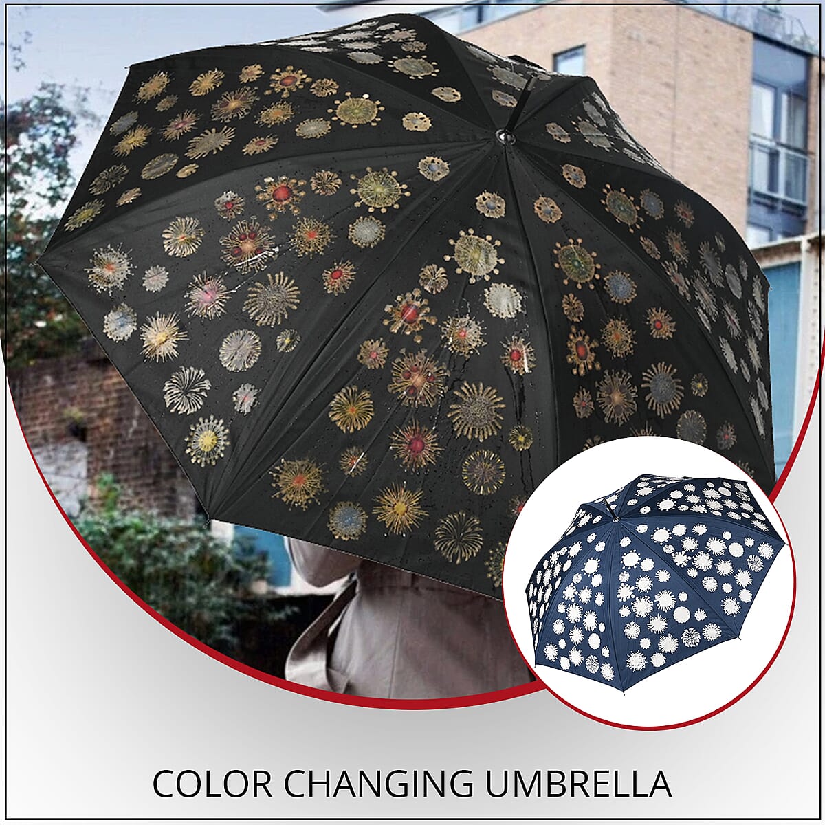Magical Painted Pattern Color Changing Umbrella - Blue image number 1