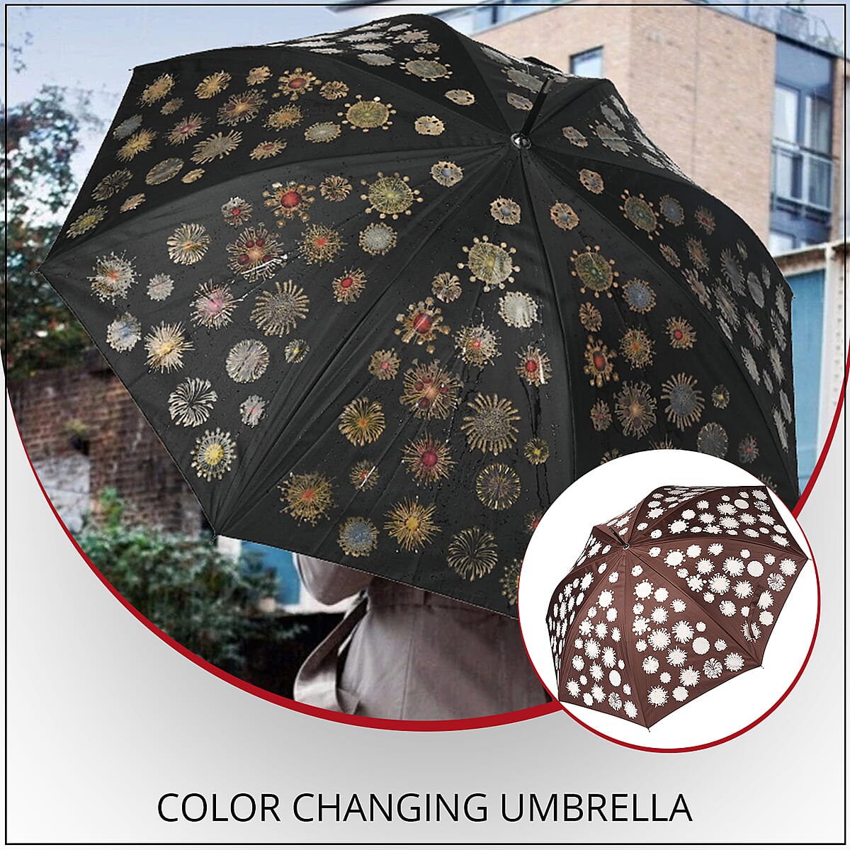 Magical Painted Pattern Color Changing Umbrella - Brown image number 1