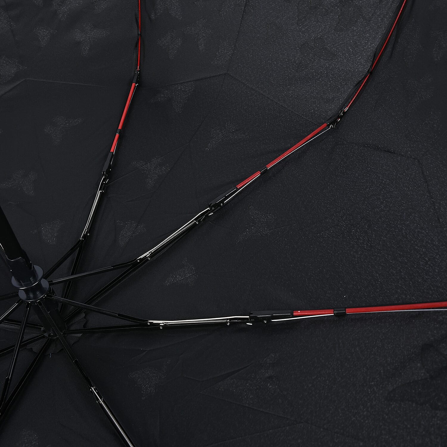 Butterfly Pattern Color Changing Auto Open Folding Umbrella - Black