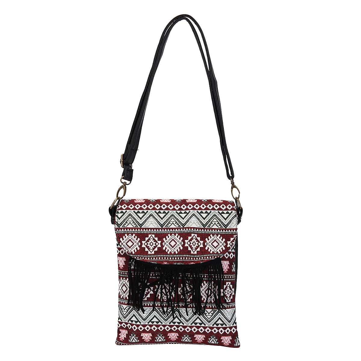 Beige and Santa Fe Pattern Crossbody Bag (8.5"x10.25") with Shoulder Strap image number 0