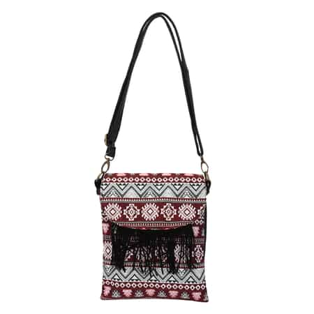 Beige and Santa Fe Pattern Crossbody Bag with Shoulder Strap , Designer Crossbody Bag , Ladies Purse image number 0
