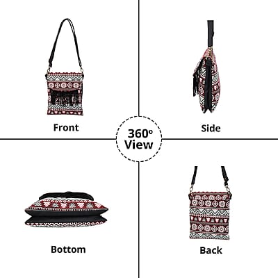 Beige and Santa Fe Pattern Crossbody Bag with Shoulder Strap , Designer Crossbody Bag , Ladies Purse