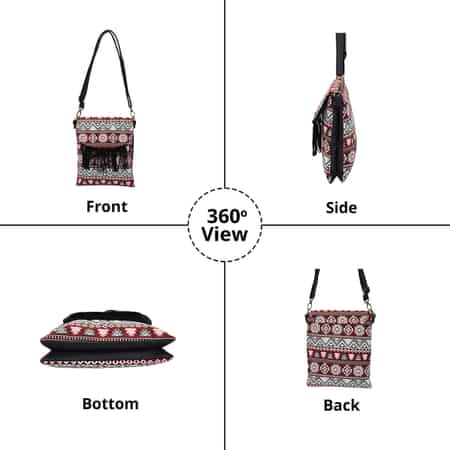 Beige and Santa Fe Pattern Crossbody Bag with Shoulder Strap , Designer Crossbody Bag , Ladies Purse image number 2