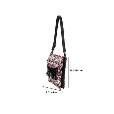 Beige and Santa Fe Pattern Crossbody Bag with Shoulder Strap , Designer Crossbody Bag , Ladies Purse image number 3