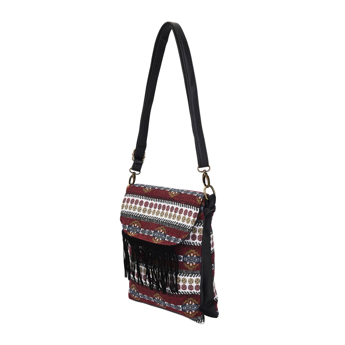 Wine Red and Gray Pattern Crossbody Bag with Shoulder Strap , Designer Crossbody Bag , Ladies Purse image number 6