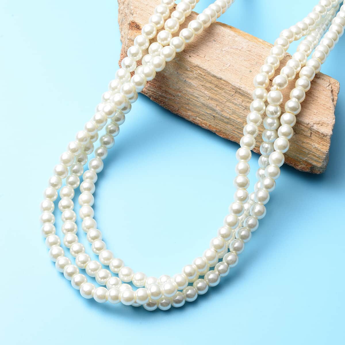 White Glass Pearl Beaded Endless Necklace (60 Inches) image number 1
