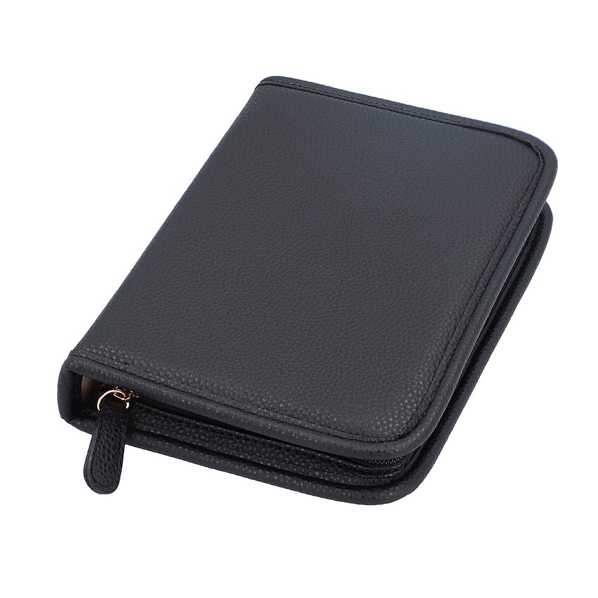 Black Faux Leather Jewelry Organizer , Lichee Pattern , Travel Jewelry Case , Jewelry Box for Women , Travel Jewelry Organizer image number 4