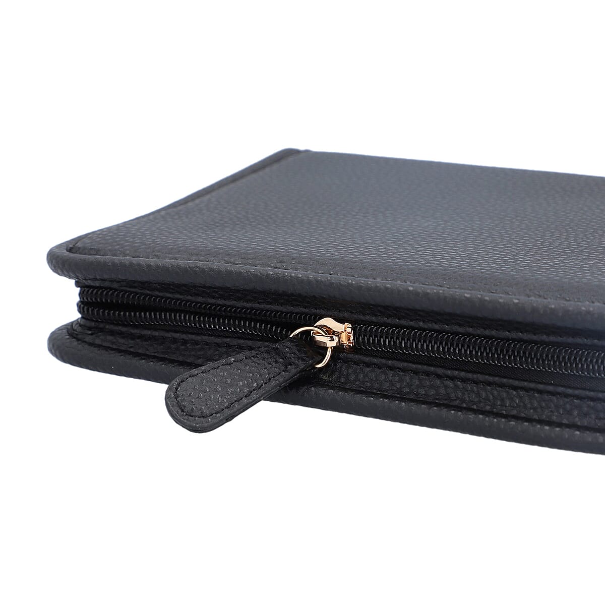 Black Faux Leather Jewelry Organizer , Lichee Pattern , Travel Jewelry Case , Jewelry Box for Women , Travel Jewelry Organizer image number 5