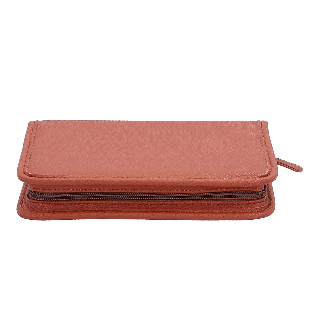 Tan Faux Leather Jewelry Organizer | Lichee Pattern | Travel Jewelry Case | Jewelry Box for Women | Travel Jewelry Organizer image number 4