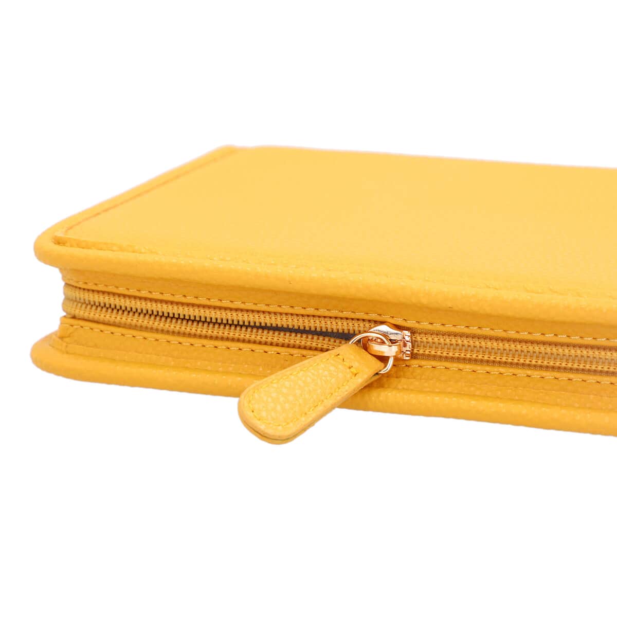 Yellow Faux Leather Jewelry Organizer , Lichee Pattern , Travel Jewelry Case , Jewelry Box for Women , Travel Jewelry Organizer image number 5