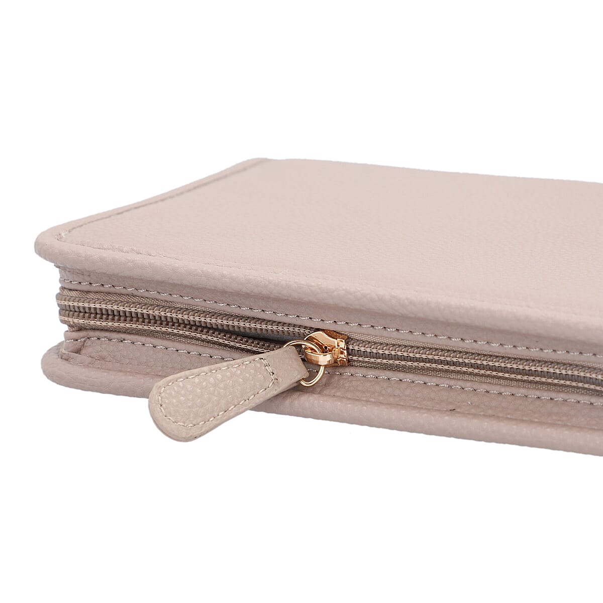 Taupe Faux Leather Jewelry Organizer , Lichee Pattern , Travel Jewelry Case , Jewelry Box for Women , Travel Jewelry Organizer image number 5