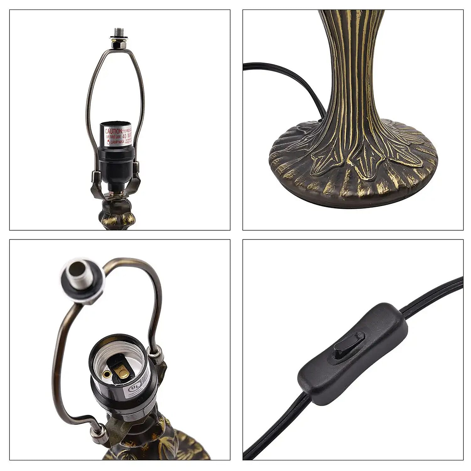 Multi Color Dragonfly Pattern 10 Inch Tiffany Style Table Lamp Electric (E26 Bulb Not Included)