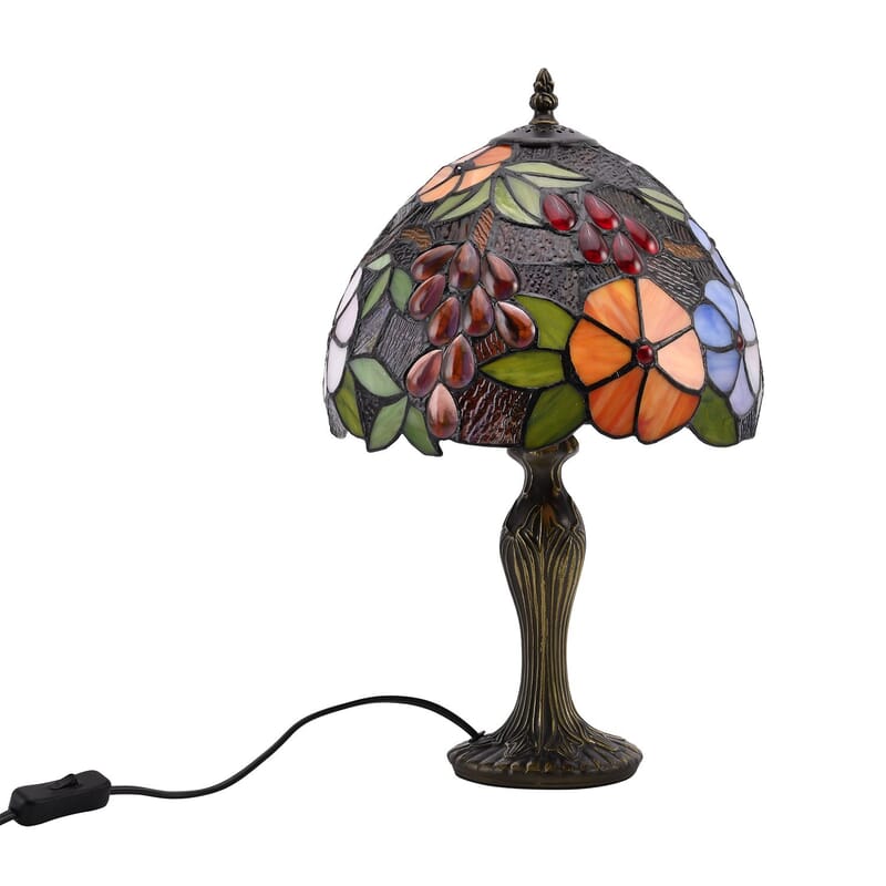 Multi Color Flower Pattern 10 Inch Tiffany Style Table Lamp Electric (E26 Bulb Not Included)