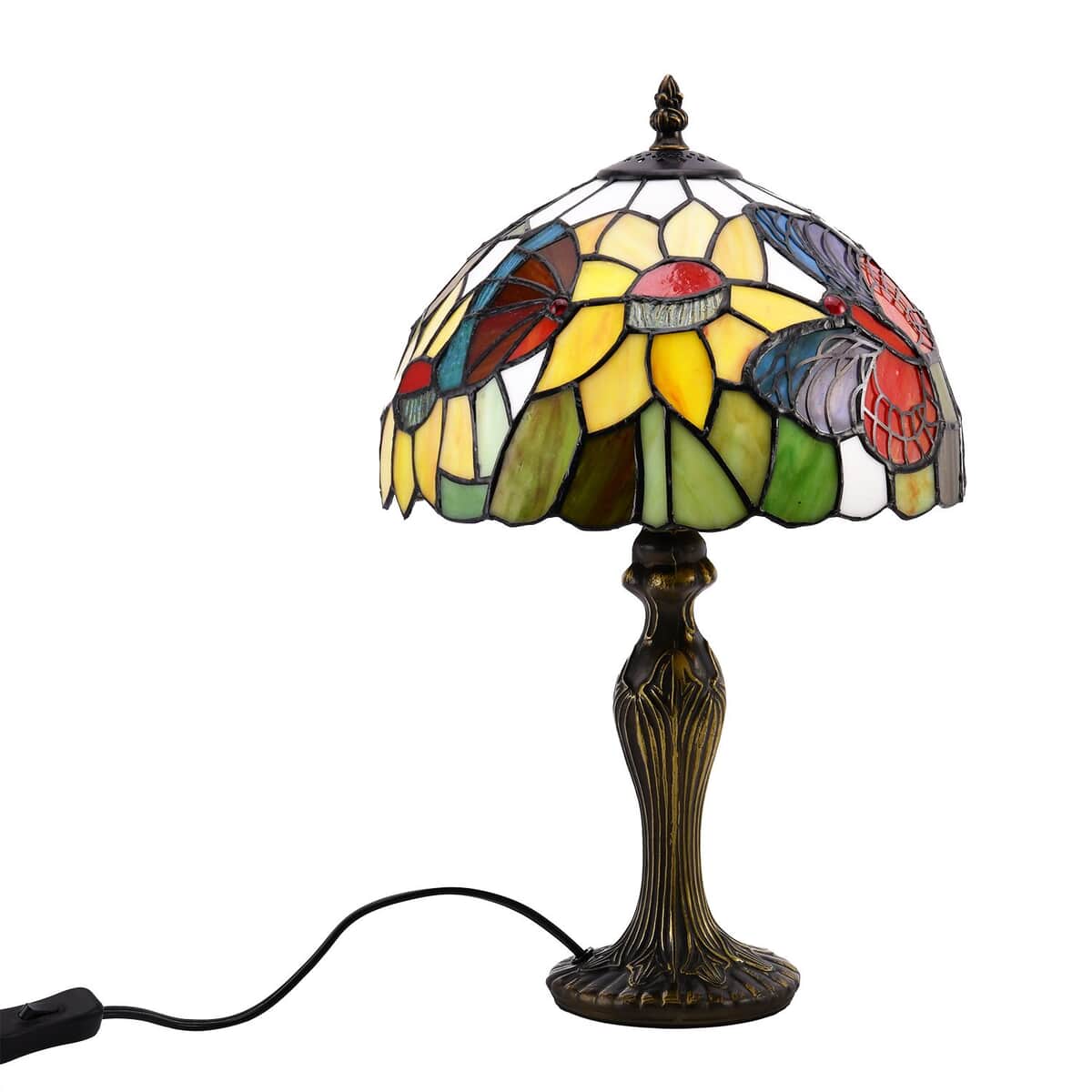 Butterfly Pattern 10 Inch Tiffany Style Table Lamp Electric (E26 Bulb Not Included) image number 0