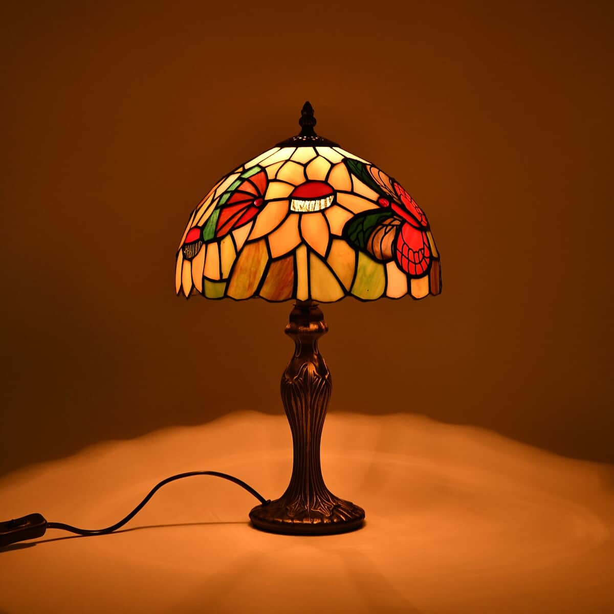 Butterfly Pattern 10 Inch Tiffany Style Table Lamp Electric (E26 Bulb Not Included) image number 1