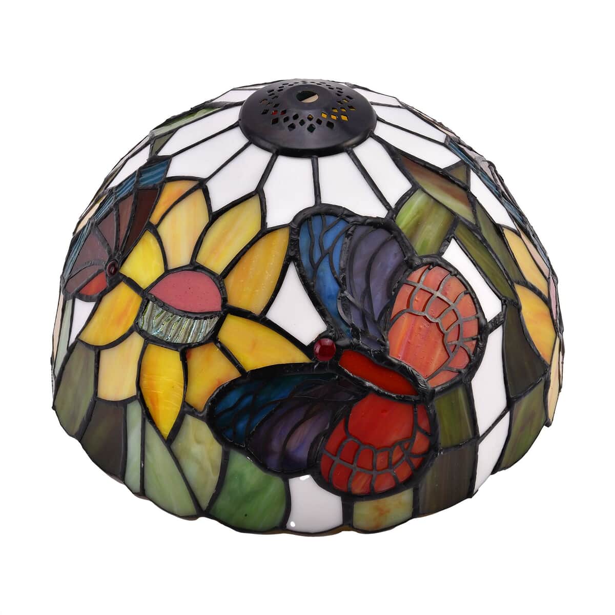 Butterfly Pattern 10 Inch Tiffany Style Table Lamp Electric (E26 Bulb Not Included) image number 4