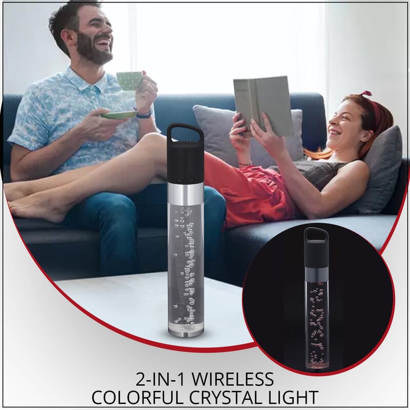 2-in-1 Wireless Creative Colorful Crystal Light with In-built Bluetooth Speaker -Black (420 mAh)