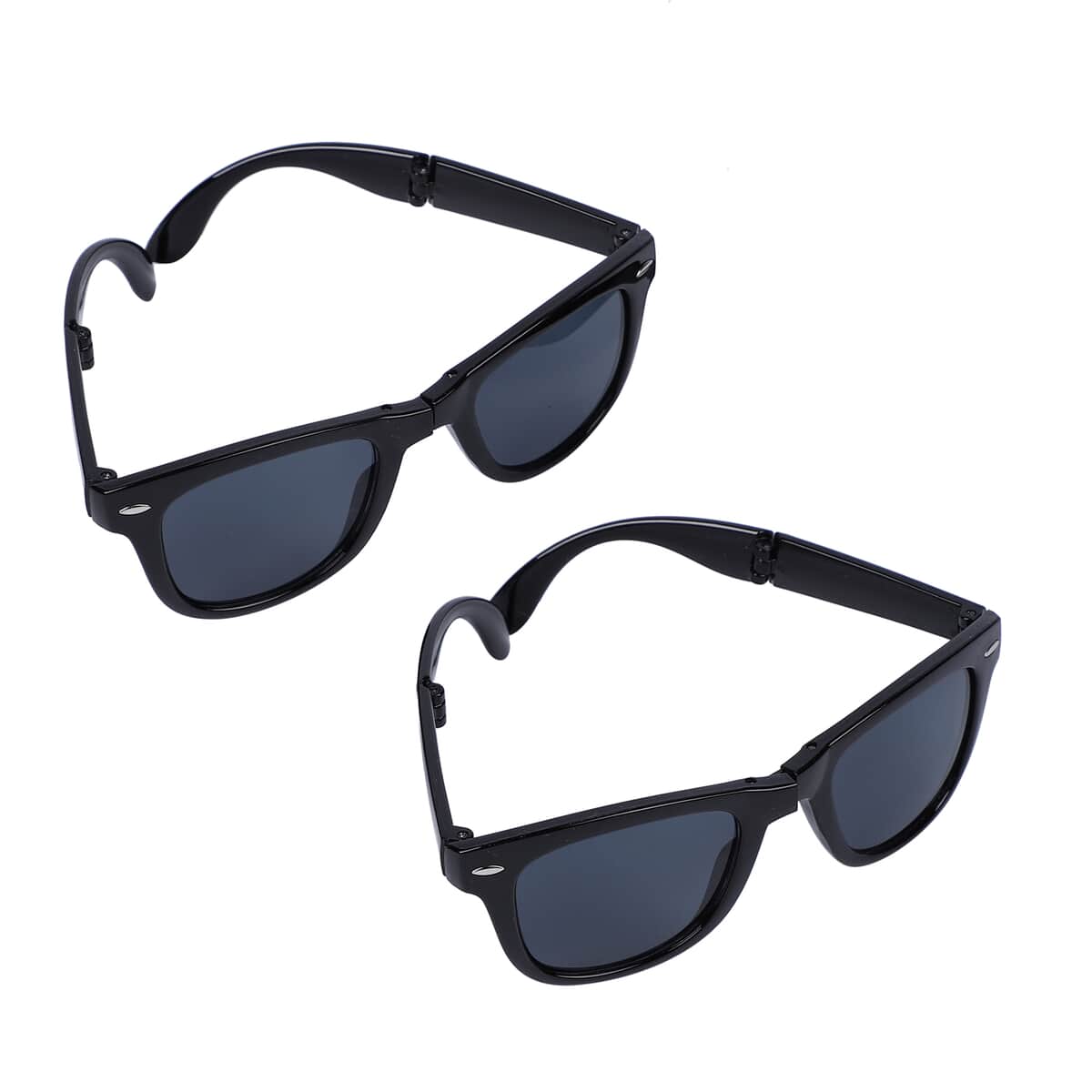 Set of 2 Foldable Sunglasses with Carry Pouch-Black image number 1
