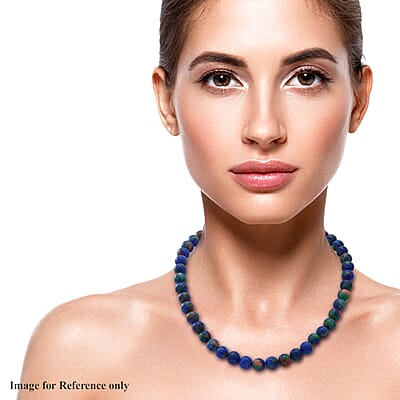Blue Multi Jasper Beaded Necklace in Sterling Silver 18 Inches 250.00 ctw