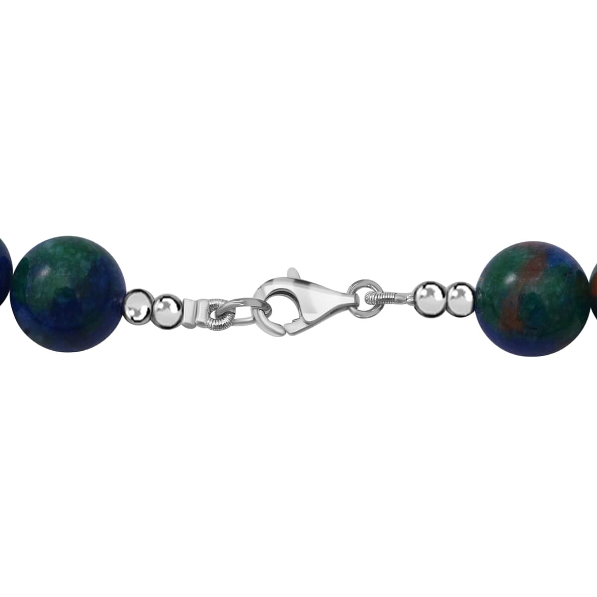 Blue Multi Jasper (D) Beaded Necklace 18 Inches in Sterling Silver 250.00 ctw image number 3