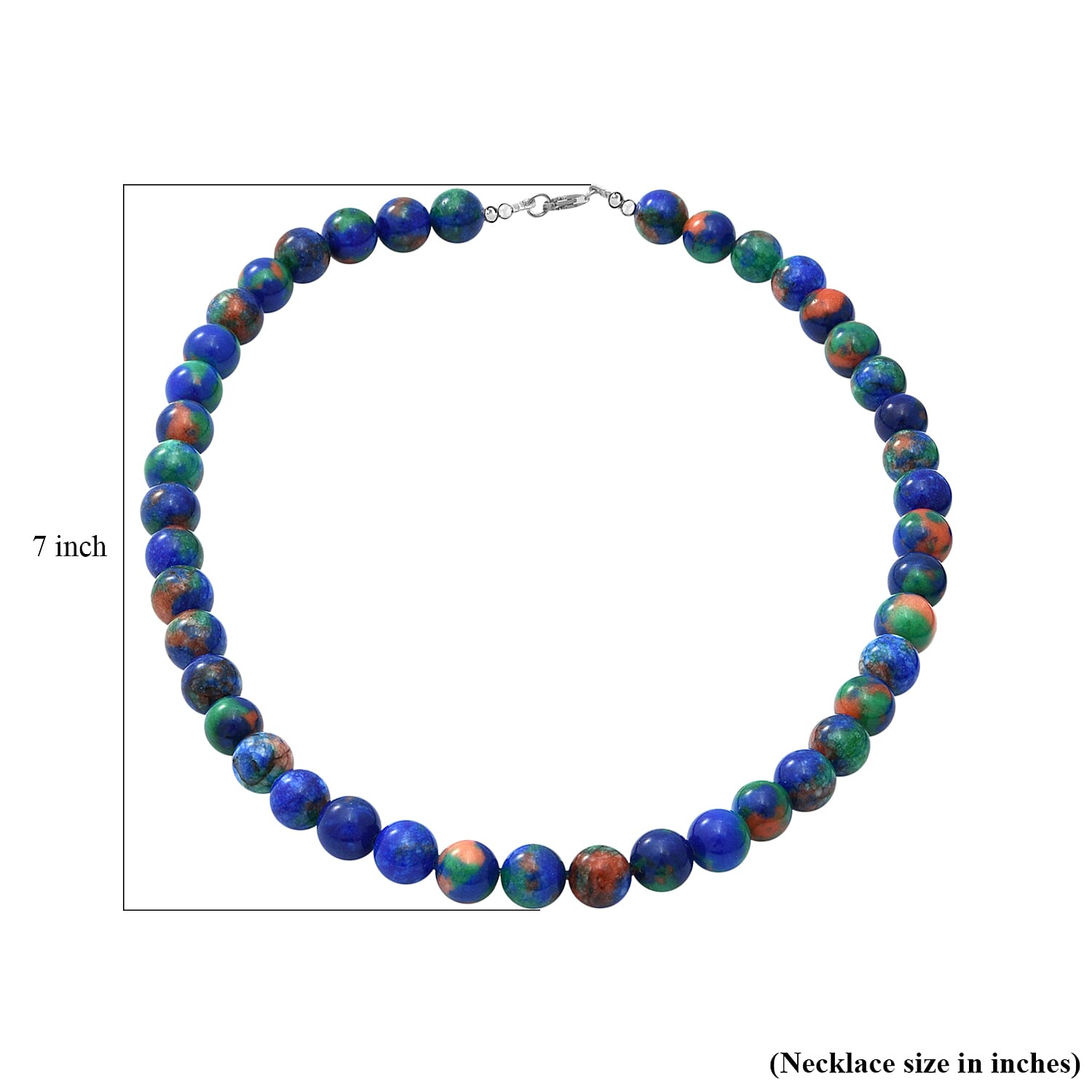 Blue Multi Jasper Beaded Necklace in Sterling Silver 18 Inches 250.00 ctw