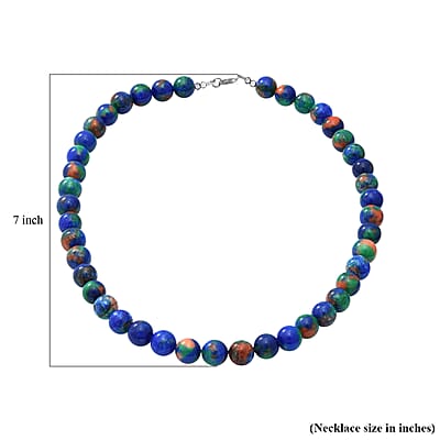 Blue Multi Jasper Beaded Necklace in Sterling Silver 18 Inches 250.00 ctw
