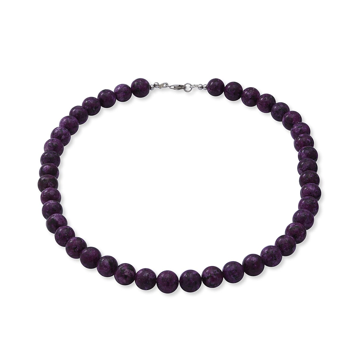 Sugilite (D) Beaded Necklace 18 Inches in Sterling Silver 250.00 ctw