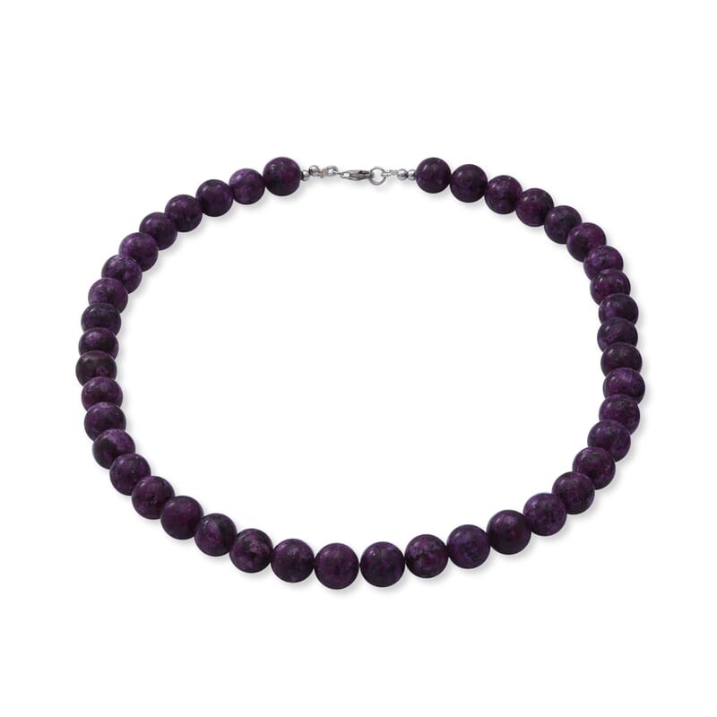 Sugilite (D) Beaded Necklace 18 Inches in Sterling Silver 250.00 ctw