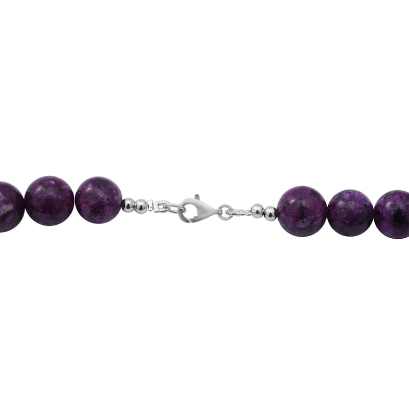 Sugilite (D) Beaded Necklace 18 Inches in Sterling Silver 250.00 ctw