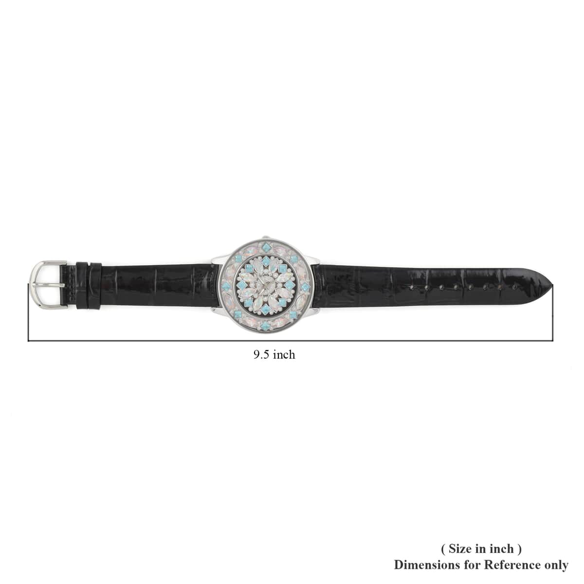 ADEE KAYE Lafayette Austrian Crystal Japanese Movement Watch with Genuine Leather Strap in Blue (45mm) image number 4