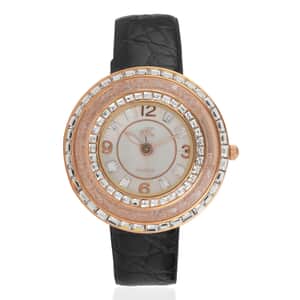 ADEE KAYE Facetta Austrian Crystal Japanese Movement Watch with Genuine Leather Strap in Light Pink (45mm) , Designer Leather Watch , Analog Luxury Wristwatch