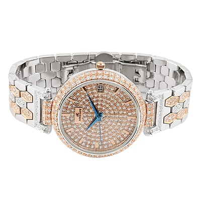 ADEE KAYE Finess Austrian Crystal Japanese Movement Watch in Rosetone & Silvertone (40mm)