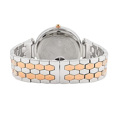 ADEE KAYE Finess Austrian Crystal Japanese Movement Watch in Rosetone & Silvertone (40mm)